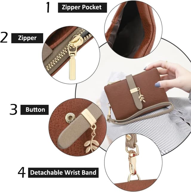 Detalle 2 de GOUNNU Monedero RFID cuero PU 12 cm