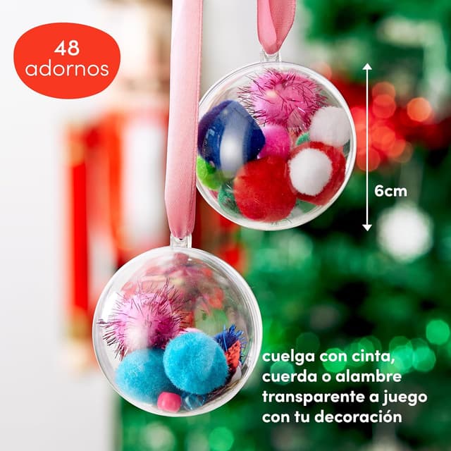 Thumbnail 4 de THE TWIDDLERS 48 Bolas de Navidad Transparentes 🎄 Decoración DIY