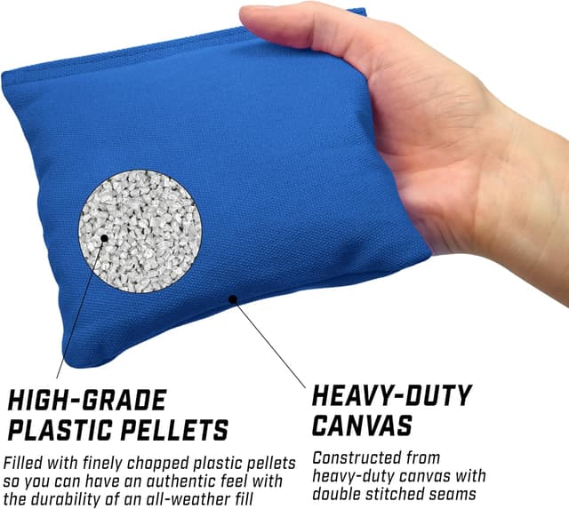 Detalle de GoSports Official Regulation Cornhole Bean Bags Set of 8 (All-Weather) – American stars & stripes or red and blue