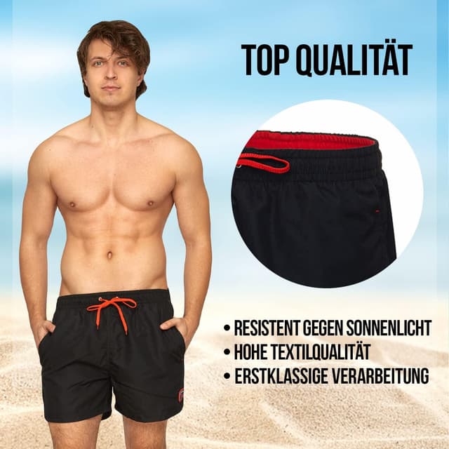 Detalle de Zagano Badehose Herren schnelltrocknend – 5106 Boardshorts mit Kordel und Mesh-Einsätzen