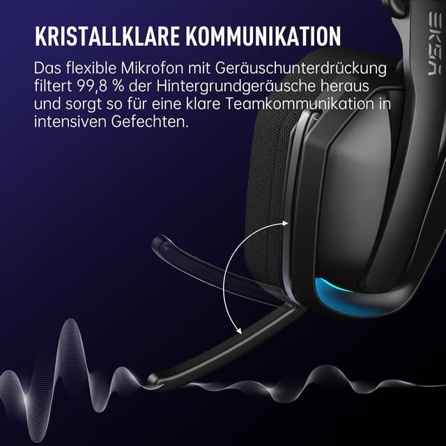 Detalle de EKSA 2,4GHz Wireless Gaming Headset mit Mikrofon (PS5/PS4, PC, Switch, Mac) & Bluetooth 5.4 – 169 g, Typ-C, bis zu 35 h
