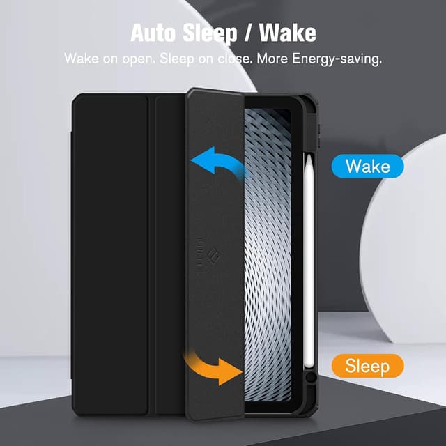 Detalle de FINTIE Hybrid Case for iPad Air 11 inch (M4 2026/M3 2025/M2 2024) & iPad Air 10.9 inch (5th/4th gen) – Shockproof slim clear acrylic with pencil holder, black