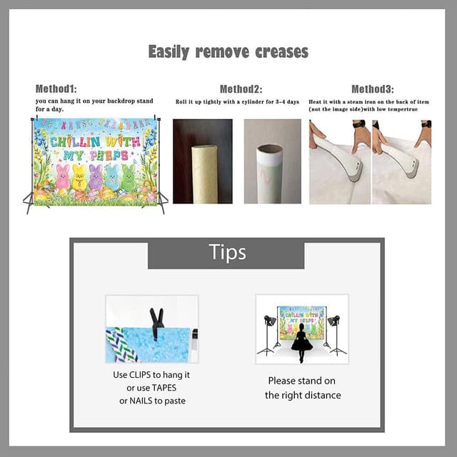 Thumbnail 6 de Easter Bunny Backdrop Spring Bunny “Chillin with My Peeps” Vinyl Photoshoot Background (7x5FT)