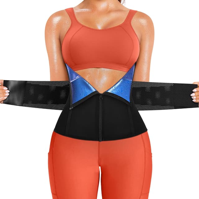 Detalle de Junlan Waist Trainer da donna con chiusura lampo e supporto posteriore per sudorazione