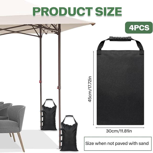 Detalle 2 de Adiwo 4-teiliges Gewichtsset für Pavillon-Sandsäcke (600D Oxford), zum Befüllen mit Griff, 45 x 30 cm