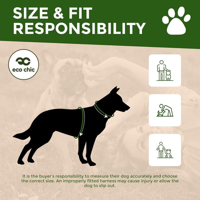 Detalle de Eco Chic Recycled Comfort Pet Harness Adjustable No-Pull Reflective Padded Dog Vest Harness (4x4 Black Large)