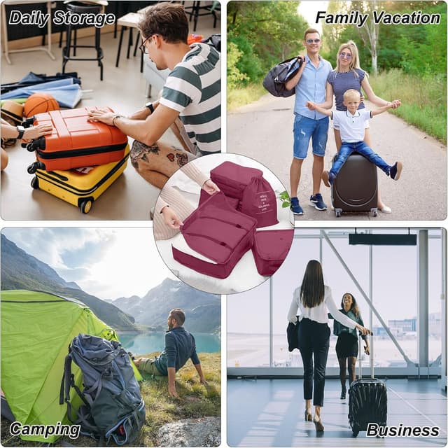 Thumbnail 6 de TXBOBECO Koffer Organizer Set (10-teilig) – Packing Cubes und Packtaschen in Burgunderrot