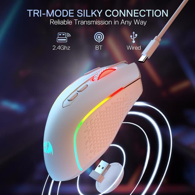 Detalle de Redragon M810 MAX 3-Modi Wireless Gaming Maus (12000 DPI, RGB, Rapid Fire, 8 Makrotasten)