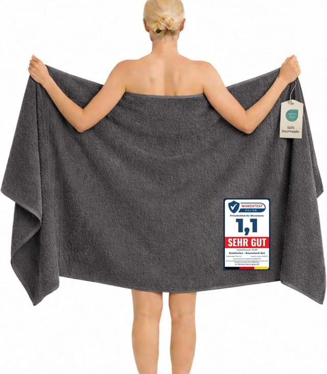 Detalle de Drap de bain Komfortec 100x200 cm en 100% coton gris anthracite