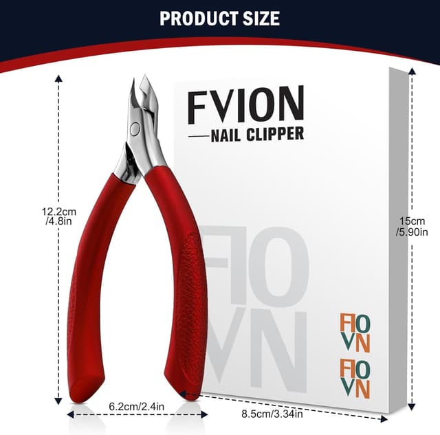 Thumbnail 6 de FVION Tronchesino Professionale per Cuticole da 5 mm in acciaio inox, manico in gomma – Rosso