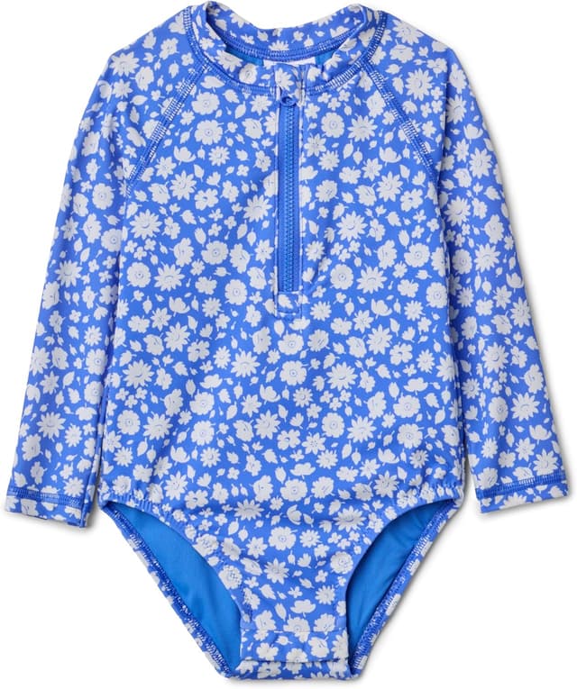 Detalle de Amazon Essentials Bébé Fille – Maillot de bain une pièce rashguard manches longues