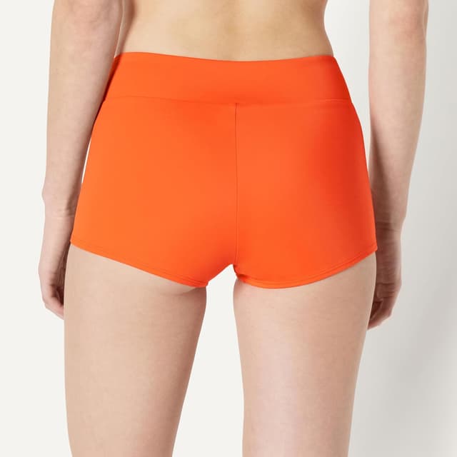 Detalle de Bas de bikini court garçon taille haute en maille extensible Amazon Essentials Femme