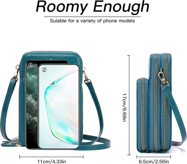 Detalle de SENDEFN women’s genuine leather phone bag crossbody – small multi-compartment purse