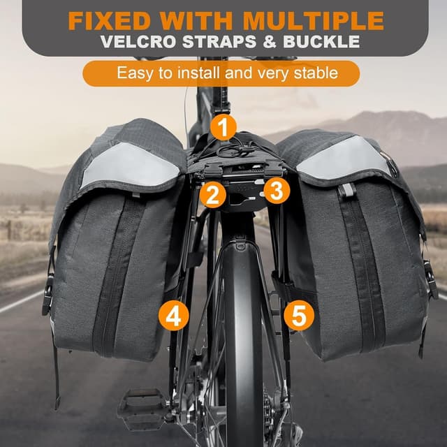 Detalle 1 de NDakter Bike Panniers 35L Waterproof Expandable Rear Rack Trunk Bags