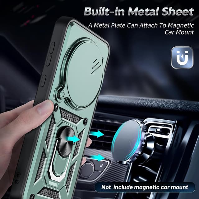 Detalle de LeYi Military Shockproof Case with Sliding Camera Cover for Honor Magic 7 Pro 5G (Green)