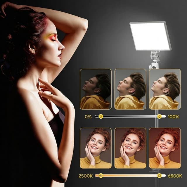 Detalle de RALENO LED Videoleuchte für Vlog & Videokonferenzen – einstellbare Helligkeit & Farbtemperatur, 2x 4000 mAh