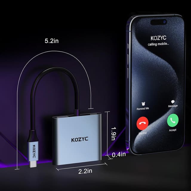 Thumbnail 6 de KOZYC Adaptador USB C a HDMI Dual 4 en 1