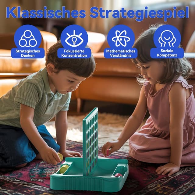 Detalle de Pup Go 4 in Einer Reihe (4-Gewinnt-Strategiespiel) – Strategiespiel & Spielesammlung für 2 Spieler, ab 6 Jahren, mit 6 Ersatzchips (Grün)