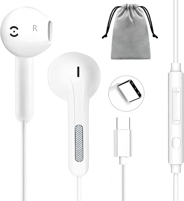 Detalle de USB-C Wired In-Ear Headphones with Mic & Volume Control (Type-C) for iPhone, Samsung, iPad & more