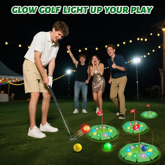 Detalle de VATOS Light Up Golf Putting Game Set with 4 LED Holes and Extendable Putter