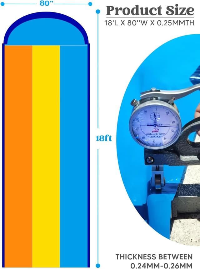 Detalle de Sloosh 18 ft / 548 cm dreispurige Rasen-Wasserrutsche mit Sprinkler & 3 Bodyboards