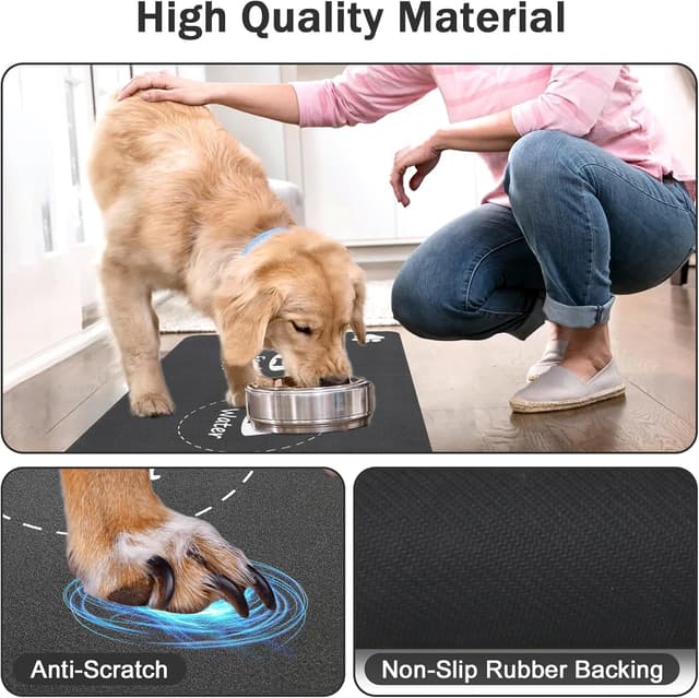 Detalle de Mavicen Cat & Dog Feeding Mat (30 x 50cm) – Absorbent, Non-Slip and Waterproof Placemat for Food & Water (Dark Grey)