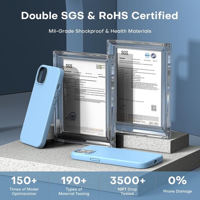 Detalle 2 de TOCOL iPhone 13 Silikon Hülle, Stoßfest, Anti-Fingerabdruck, Himmelblau