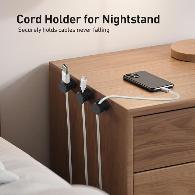 Thumbnail 6 de AGPTEK 8 clips câble magnétiques avec base rotative 360° et adhésifs (noir)