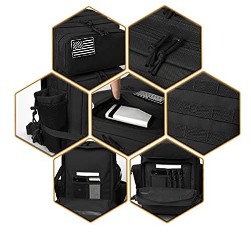 Detalle de QT&QY Mochila táctica militar 45L con sistema MOLLE y compartimento para portátil (hasta 17")
