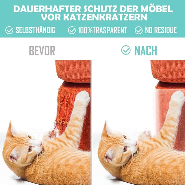 Thumbnail 2 de VCANIVR Kratzfolie Katzen selbstklebend, transparent (30 cm x 3 m) zum Kürzen für Sofa, Möbel & Türen