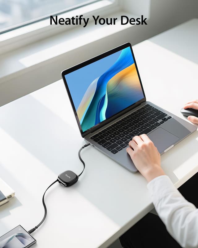 Detalle de SOOPII USB-C to USB-C Retractable Cable (240W, Mag Snap Storage) 2-Pack