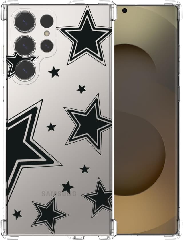Detalle de CAROKI Clear Case for Samsung S25 Ultra – shockproof transparent TPU bumper cover with star pattern