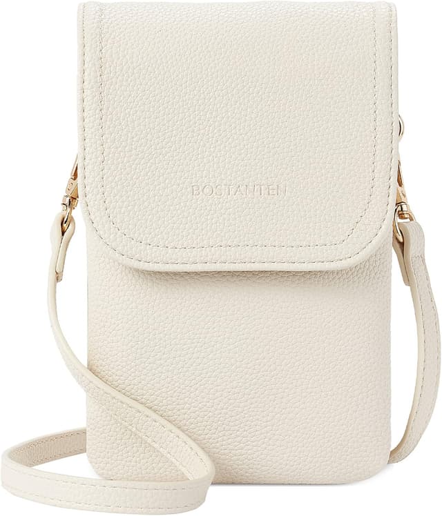 Detalle de BOSTANTEN Pochette téléphone portable femme (sacoche bandoulière) en cuir PU vegan – 20 x 12 x 3 cm