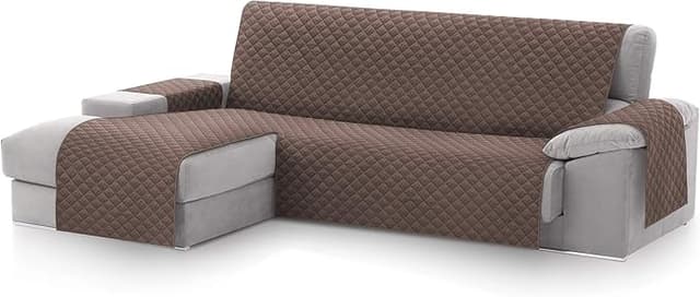 Detalle de textil-home Funda Sofá Malu Chaise Longue 🛋️ Marrón 240cm