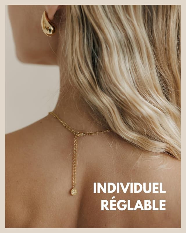 Detalle de GD GOOD.designs EST. 2015 collier double rang en acier inoxydable plaqué, résistant à l’eau