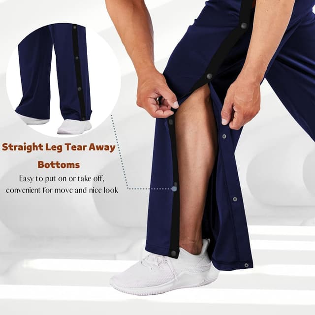 Detalle de Deyeek Men's Tear Away Basketball Pants with Pockets