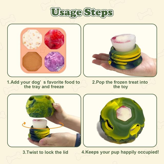 Detalle de Freezeball dog toy set: frozen treat puzzle & interactive rubber ball for tough chewers