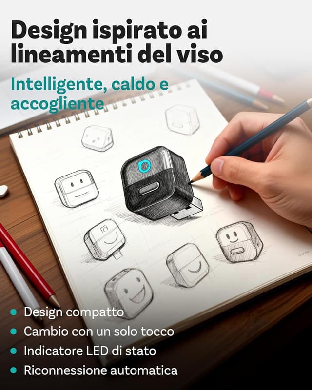 Detalle de Ottocast Mini Pico CarPlay/Android Auto wireless 2026: adattatore USB Plug & Play con dual-channel