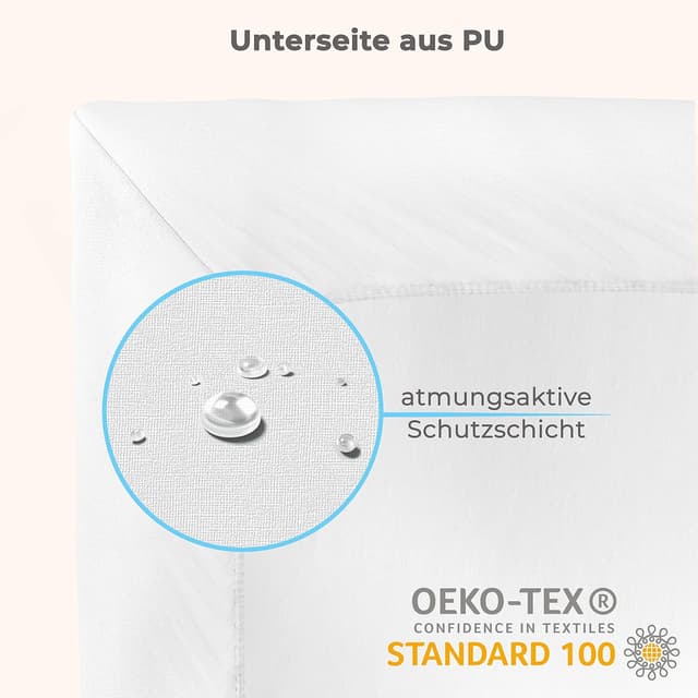 Detalle de WhizProducts wasserdichtes Spannbettlaken mit integriertem Matratzenschoner (89 x 50 cm) für Babybay Maxi, Midi, Comfort & Comfort Plus