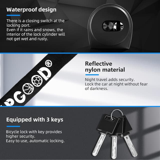 Thumbnail 4 de SPGOOD Bike Lock 90 cm 6 mm Steel Chain