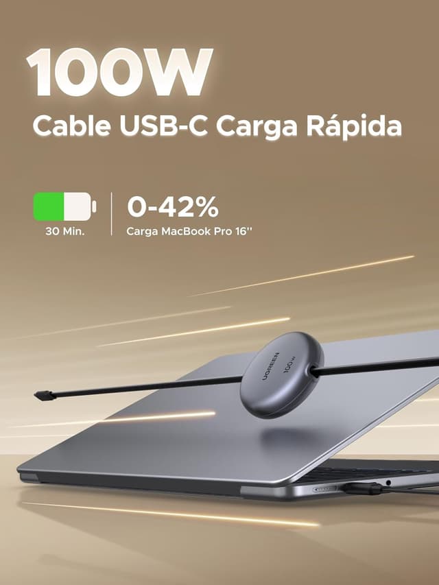 Detalle 2 de UGREEN 100W Cable USB C Retráctil PD 3.0