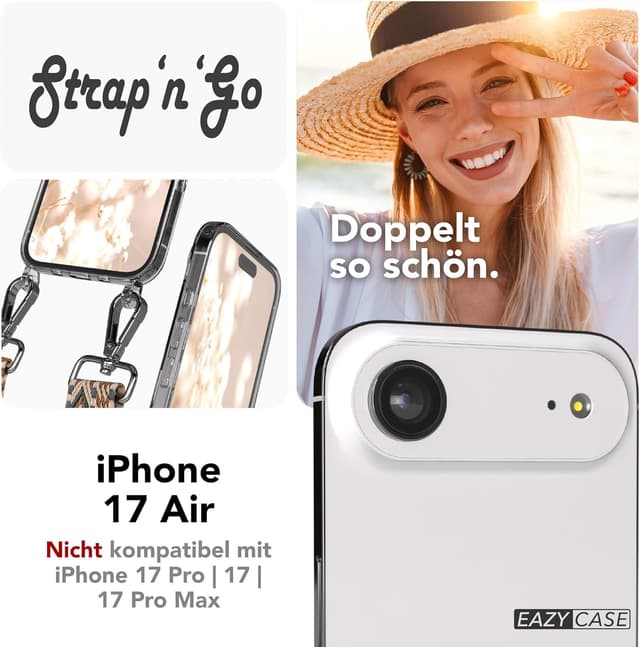 Thumbnail 6 de EAZY CASE Handykette mit verstellbarem Taschenband (90–145 cm) und Silikon-Hülle – Braun/Silber