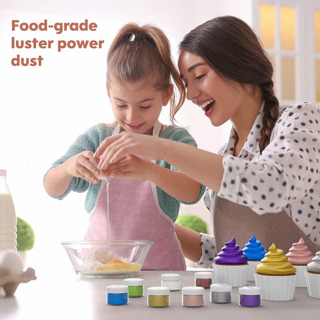 Detalle 2 de Wwtop essbarer Glitzer Set mit 8 Farben (je 5 g) für Getränke & Backen