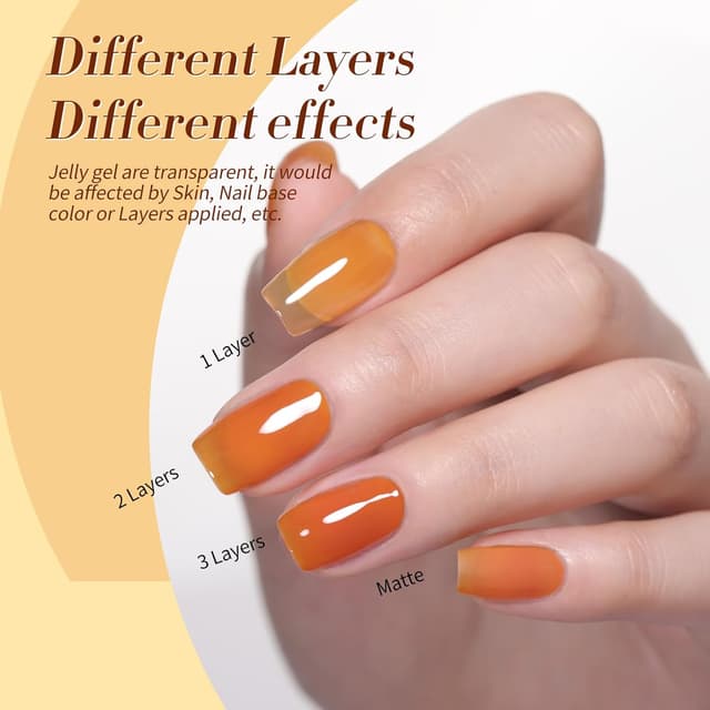 Detalle 2 de Born Pretty Jelly Nude Rosa UV Nagellack 4er-Set 💅