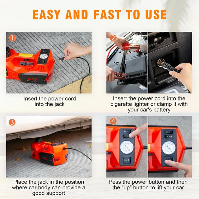 Detalle 2 de Victool Elektrischer hydraulischer Wagenheber 5T (12V) – für SUV, Limousinen & Co., Hub 15–45 cm