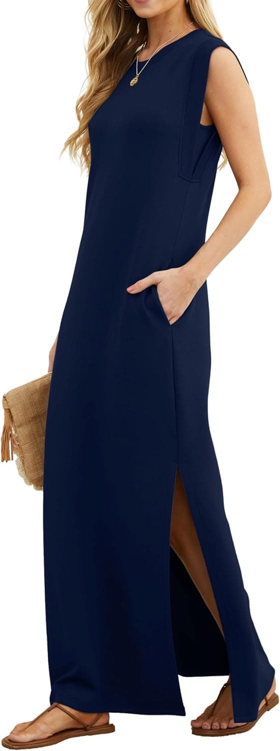 Detalle 2 de GRECERELLE Womens Summer Maxi Dress with Split and Pockets