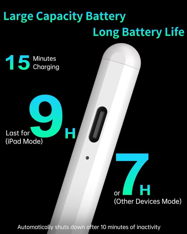 Thumbnail 6 de MEKO Universal Stylus Pen for iPhone, Android, iPad & iWatch (Dual-Mode Active Stylus, USB-C Fast Charge) — White