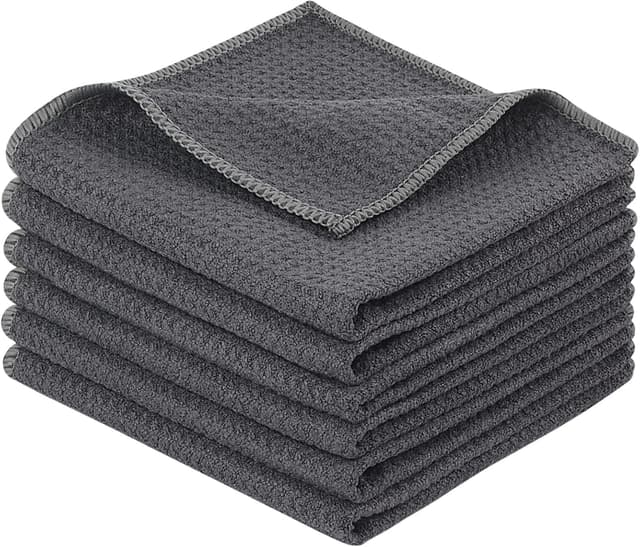 Detalle de KinHwa Mikrofaser-Reinigungstücher (6er Set) grau, 30 x 30 cm – waschbar, saugstark