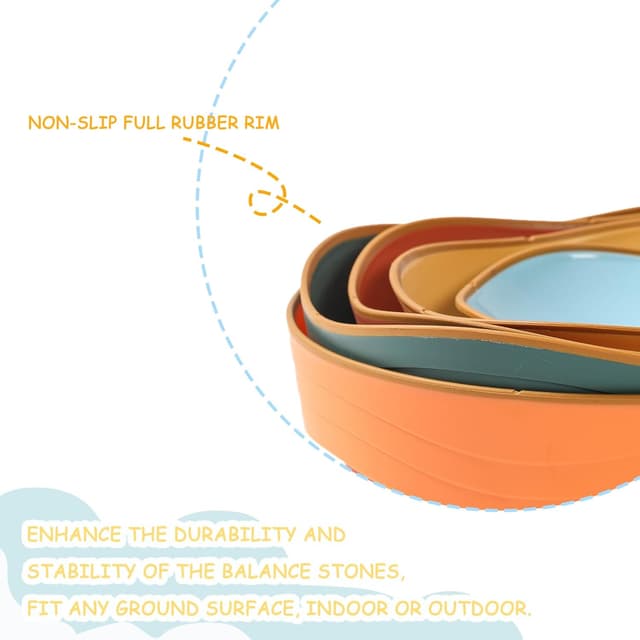 Detalle de LoomLark Balance Stepping Stones for Kids (5-Pack) — Non-Slip River Stones Obstacle Course for Ages 3–8+