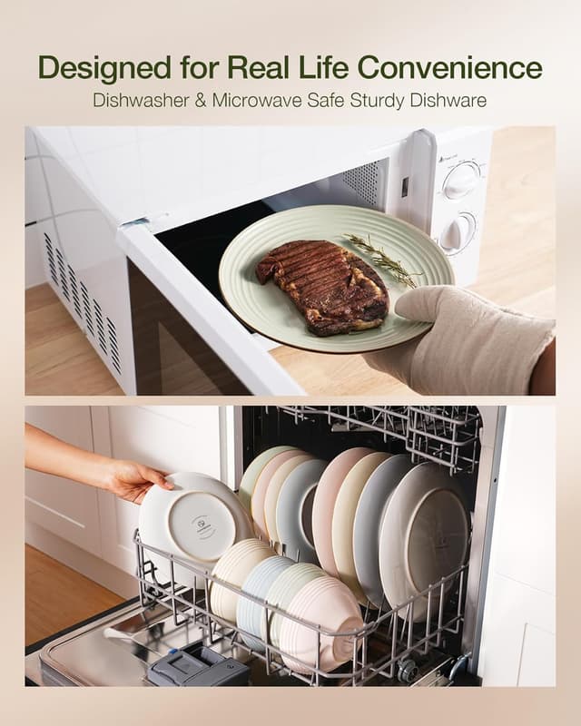 Thumbnail 6 de Famiware Jupiter 24-Piece Stoneware Dinnerware Set for 8 (Vanilla White) with Speckles & Embossed Swirls